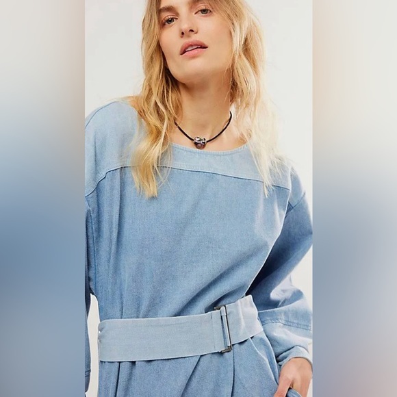 NWOT Free People Ora Denim Mini Dress - Picture 2 of 7